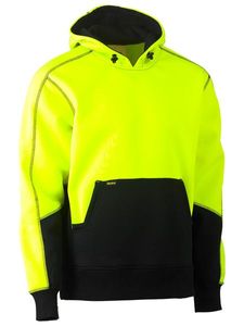 Bisley Hi Vis Fleece Hoodie Pullover   -2XL-YELLOW/NAVY