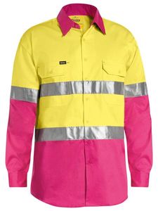 Bisley 3M Taped Two Tone Hi Vis Cool Lightweight -2XL-YELLOW/KHAKI