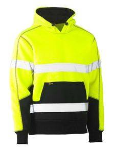 Bisley Hi Vis Fleece Hoodie Pullover Ta-2XL-YELLOW/NAVY