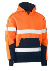 Bisley Hi Vis Fleece Hoodie Pullover Ta-2XL-YELLOW/NAVY