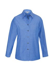 Ladies Wrinkle Free Chambray L/S Shirt            -8  -BLUE