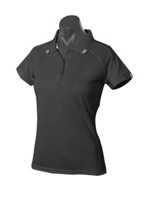 Flinders Ladies Polo                              -16 -BLACK/WHITE