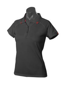 Flinders Ladies Polo                              -16 -BLACK/WHITE