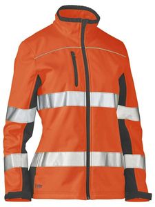 BISLEY WOMEN'S TAPED TWO TONE HI VIS SOFT SHELL JA-14-ORANGE/NAVY