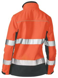 BISLEY WOMEN'S TAPED TWO TONE HI VIS SOFT SHELL JA-14-ORANGE/NAVY