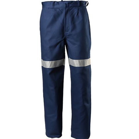 TRU TROUSERS 320GSM COTTON DRILL WITH 3M REFLECTIV-102R-NAVY