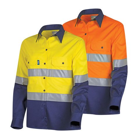 Bisley Ladies 2 Tone 3M Lightweight Hi Vis Shirt in Pink/Navy (BL6896)