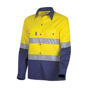 TRU Ladies Shirt 145gsm L/S 2 Tone Cotton Drill with Horizontal Cooling Vents and Tru Ref