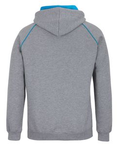 JB's CONTRAST FLEECY HOODIE-M-MARLE/AQUA