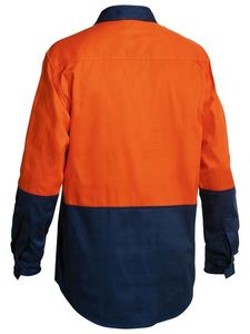 Bisley 2 Tone Closed Front Hi Vis Drill Shirt - Long Sleeve