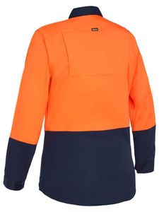 Bisley Womens Hi Vis Cool Lightweight Shirt  No Tape-10 -Orange/Navy