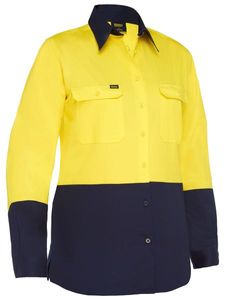 Bisley Womens Hi Vis Cool Lightweight Shirt  No Tape- L/S