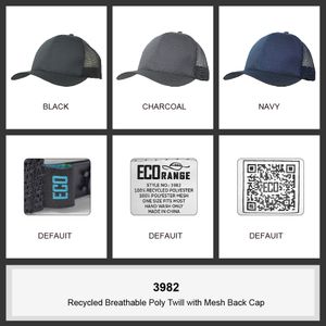 Recycled Poly Twill Mesh Back Cap-one size-CHARCOAL