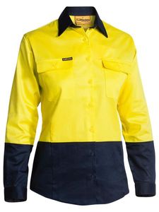 Bisley Womens Hi Vis Drill Shirt - L/S