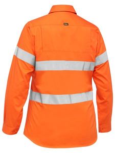 Bisley Womens Hi Vis Cool Lightweight Shirt - L/S -10 -ORANGE