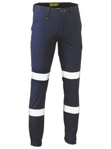 Bisley Mens Stretch Cotton Drill Cargo Cuffed Pant Taped