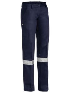 Bisley Womens Original Cotton Drill Pant 3m reflec-10 -NAVY