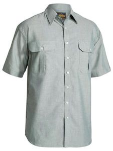 Bisley Mens Oxford S/S Shirt                      -XL -GREEN