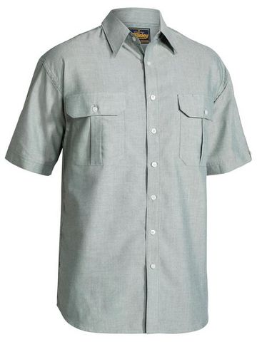 Bisley Mens Oxford S/S Shirt                      -XL -GREEN