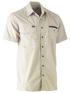 Bisley Mens Flex & Move Utility Work Shirt        -M  -STONE