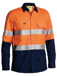 Bisley 3M Taped Hi Vis X Airflow™ Ripstop Shirt   -2XL-ORANGE/NAVY