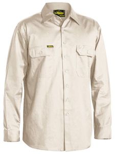 Bisley Cool Lightweight Drill Shirt - L/Sleeve    -2XL-KHAKI