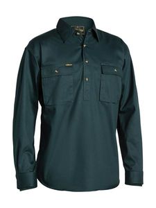 Bisley Closed Front Cotton Drill Shirt - Long Slee-2XL-NAVY