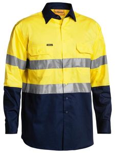 Bisley 3M Taped Two Tone Hi Vis Cool Lightweight M-2XL-ORANGE/NAVY