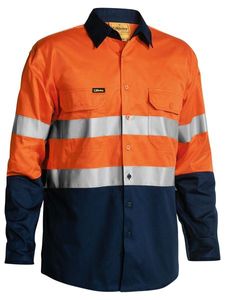 Bisley 3M Taped Two Tone Hi Vis Cool Lightweight M-2XL-ORANGE/NAVY