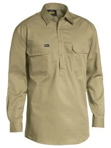 Bisley Closed Front Cool Lightweight Drill Shirt - Long Sleeve