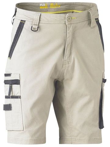 Bisley Flx & Move Stretch Utility Zip Cargo Short-87R-STONE