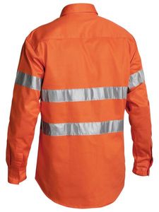 Bisley Orange Hi Vis Closed Front Shirt Tape - L/S