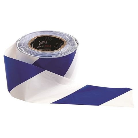 BARRICADE TAPE 100M X 75MM BLUE & WHITE