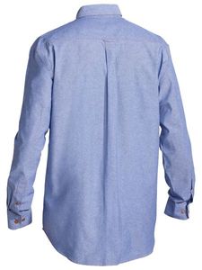 Bisley Mens Chambray L/S Shirt                    -6XL-BLUE