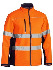 Bisley Soft Shell Jacket with 3M Reflective Tape  -2XL-ORANGE/NAVY