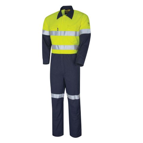 BOOL FLAME RETARDANT COVERALL TWO TONED WITH FR-92R-YELLOW/NAVY