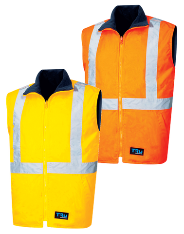 TRU Vest Reversible Poly Oxford with Tru Reflectiv-M-ORANGE/NAVY