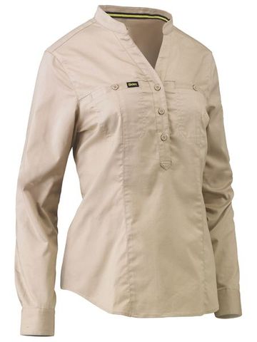 Bisley Womens Stretch V Neck Closed Front Shirt L-6-