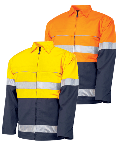 TRU COTTON CANVAS DRILL JACKET 3M TAPE            -2XL -ORANGE/NAVY