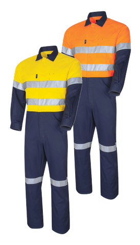 TRU LIGHTWEIGHT HI VIS COTTON DRILL COVERALLS WITH 3M TAPE