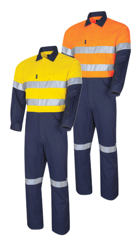 TRU Coveralls 320gsm Two Tone Cotton Drill with 3M-107R-YELLOW/NAVY