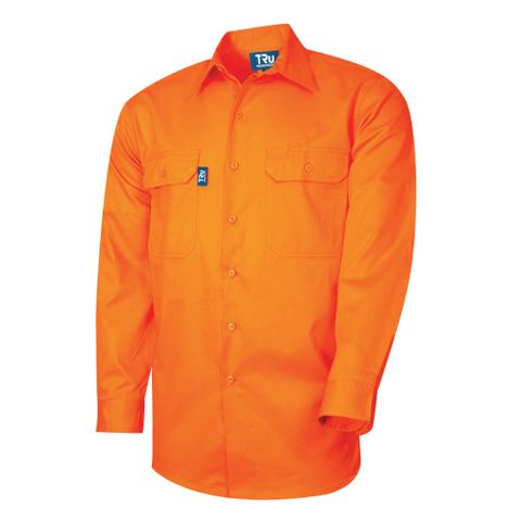 TRU Shirt 160gsm L/S lightweight V/Vented Cotton D-L-ORANGE