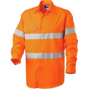 TRU Shirt 160gsm L/S Cotton Drill with CSR Two Hoo-2XL-ORANGE