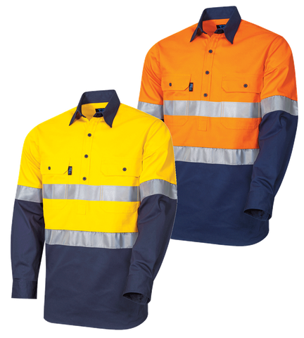 TRU REGULAR WEIGHT CLOSED FRONT HI VIS SHIRT 3M TAPE