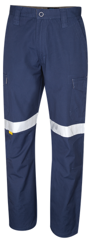 TRU Trousers Womens 270gsm Cotton Canvas Cargo with 3M Reflective Tape-10-NAVY