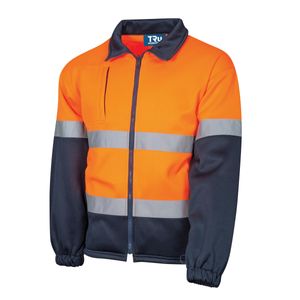 TRU Full Zip Water Repellent Fleece Jacket        -3XL-ORANGE/NAVY