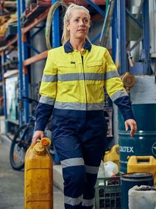 BISLEY WOMEN'S TAPED HI VIS COTTON DRILL COVERALL