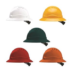 HARD HAT (V6) VENTED FULL BRIM  RATCHET HARNESS              -WHITE