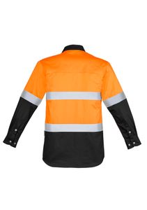 SYZMIK Mens Hi Vis Spliced industrial L/S Shirt   -3XL-YELLOW/CHARCOAL