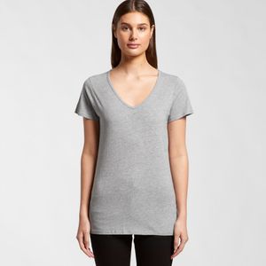 LADIES BEVEL V NECK TEE  -L   -BLACK